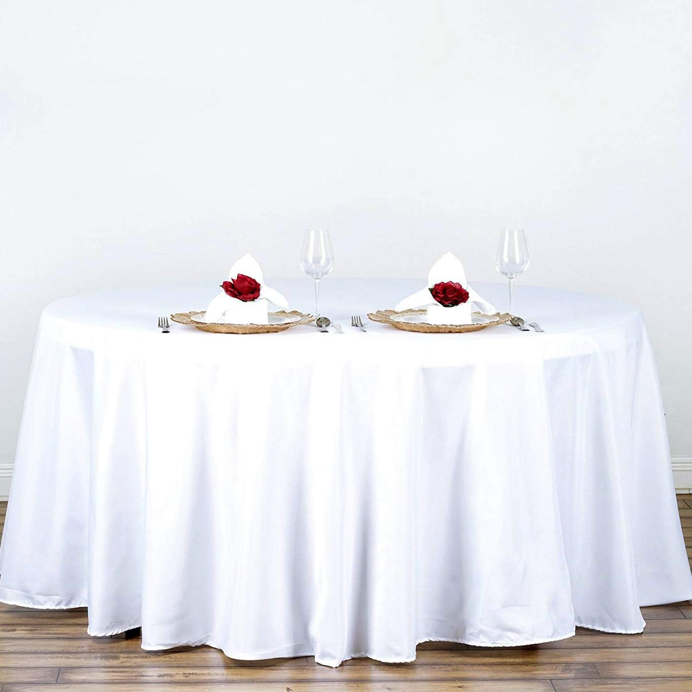 Surmente White Tablecloth for Round Tables, 90-inch Round Table Cloths for Weddings, Banquets, or Restaurants
