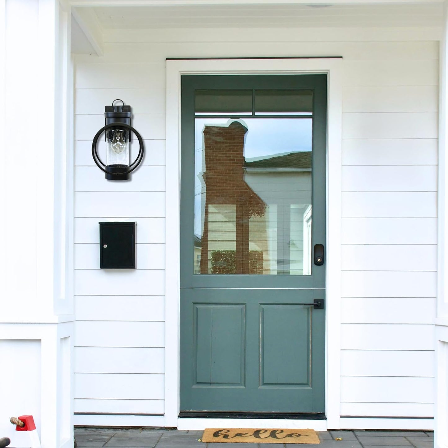 Muskoka Lifestyle Products Black Outdoor Weatherproof Wall Sconce Light Fixture, Rustic Porch Light, Entryway Light, Outdoor Wall Sconce Lantern