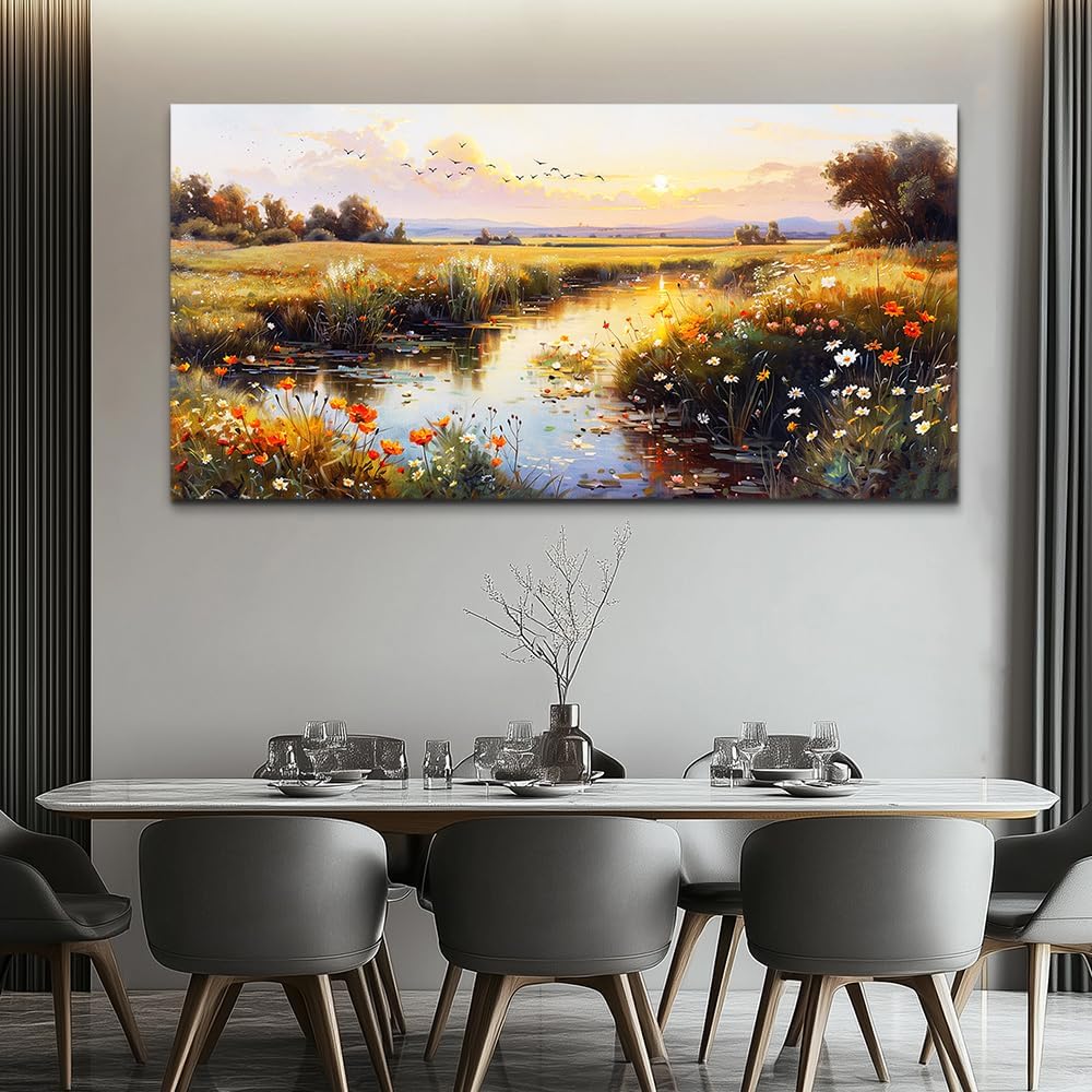 ZUITINGHUA Canvas Wall Art For Living Room Large Wall Decor For Office Bedroom Decorations Rivers Landscape Pictures Farmhouse Painting Artwork Room Wall Mural Aesthetic Home Decor 30x60 In
