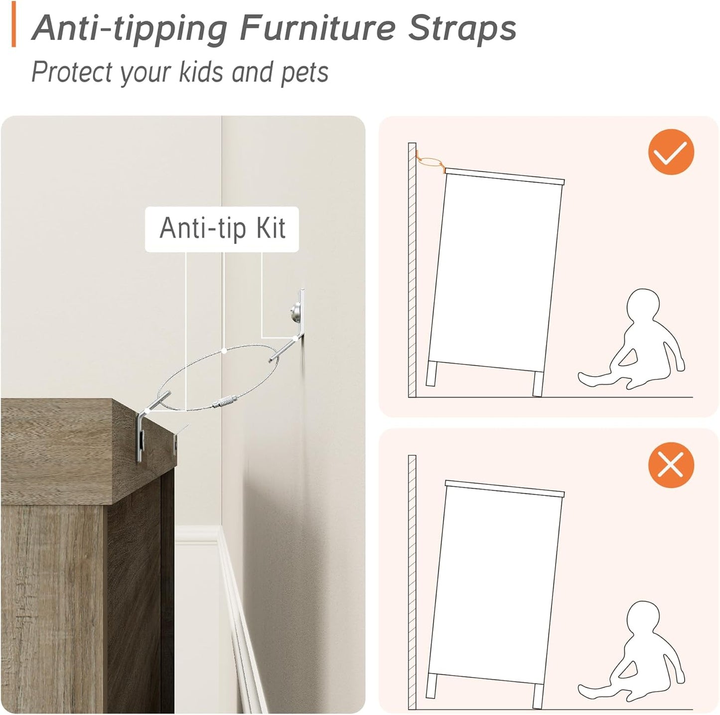 WAMPAT Kids Dresser for Bedroom with 6 Drawers, Rustic Oak Baby Dressers with Wide Chest of Drawers, Modern Wooden Closet Storage Organizer, Large Wood Dressers for Living Room, Nursery, Hallway