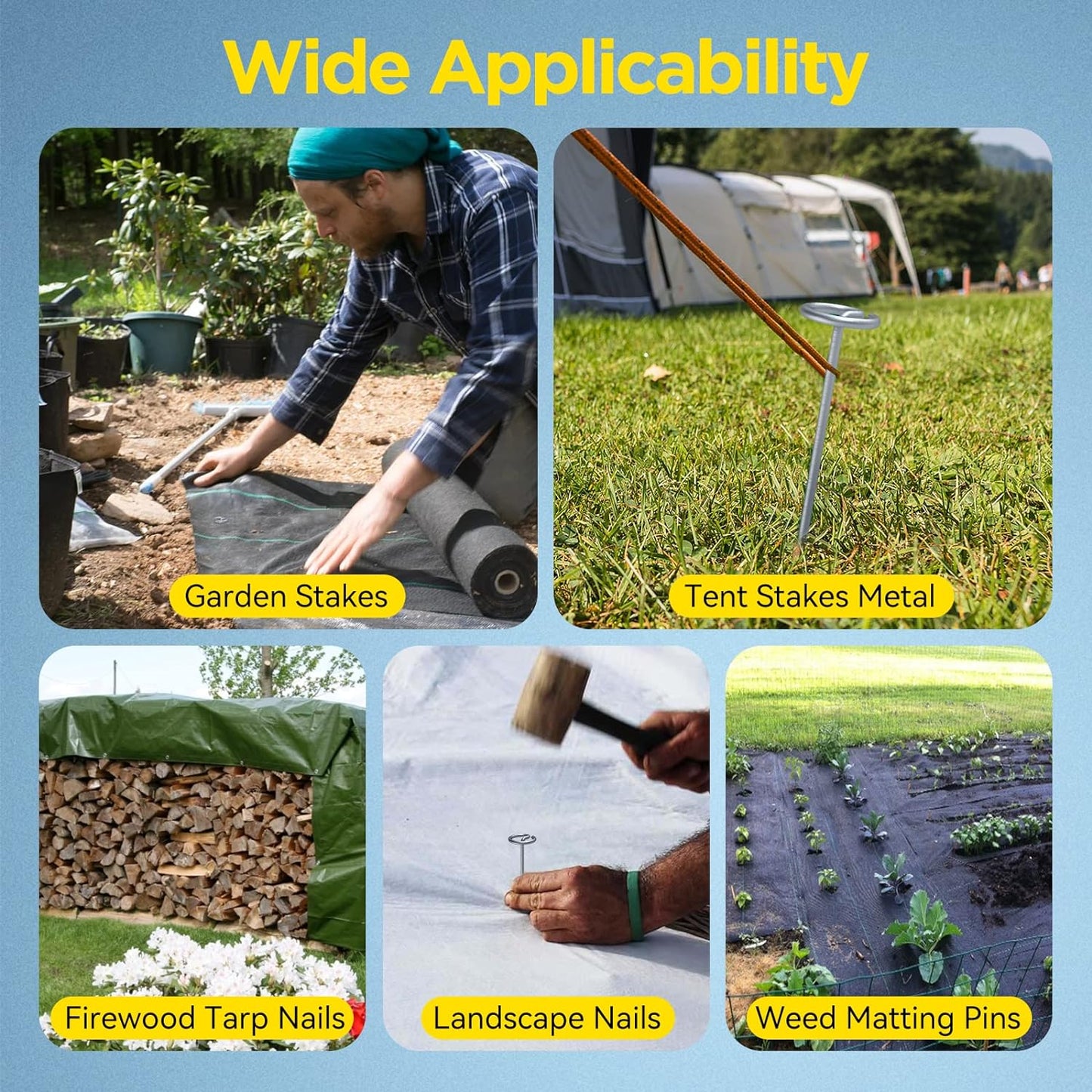 Landscape Fabric Pins, Thickened 8 Gauge Circle Top Landscape Pins-120 Pcs, Not Easy to Bend 6 inch Galvanized Landscape Fabric Stakes, More Holding Power Than U-Shape Garden Staples(120)