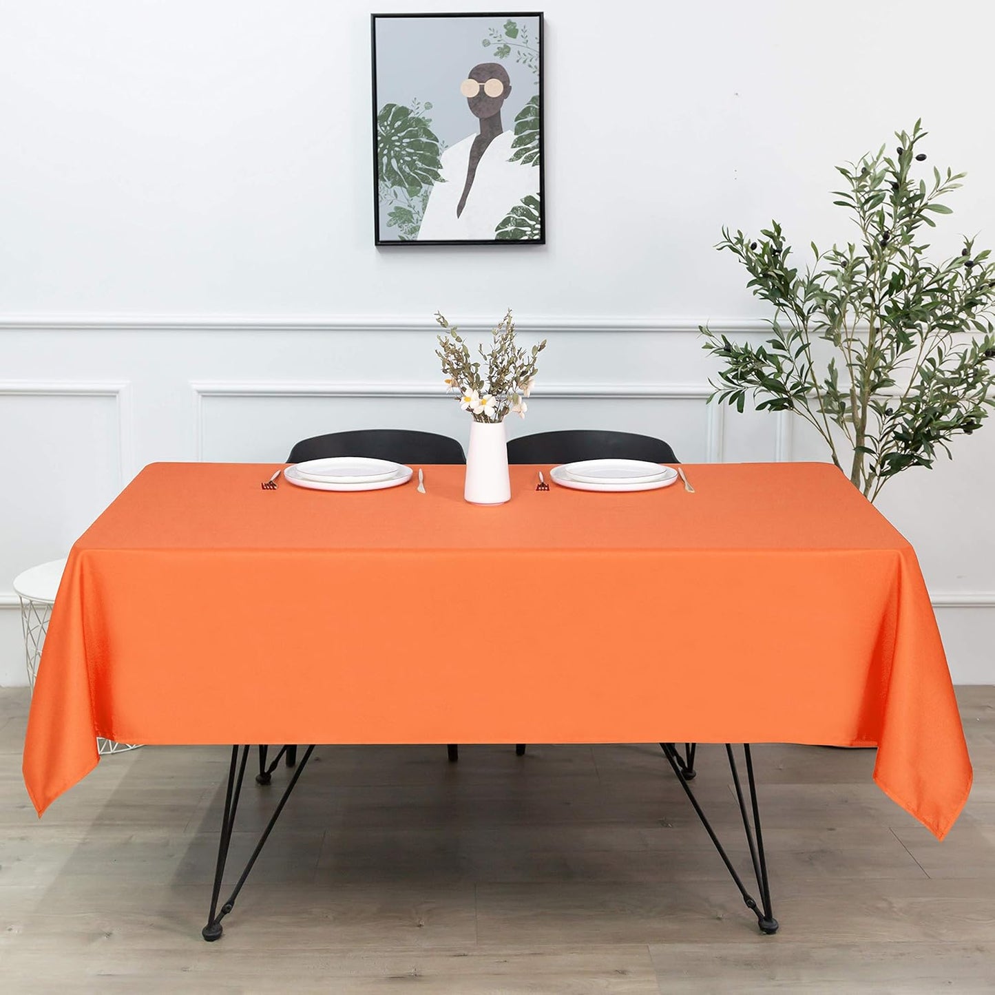 sancua Rectangle Tablecloth - 60 x 102 Inch - Stain and Wrinkle Resistant Washable Polyester Table Cloth, Decorative Fabric Table Cover for Dining Tables, Buffet Parties and Camping, Orange