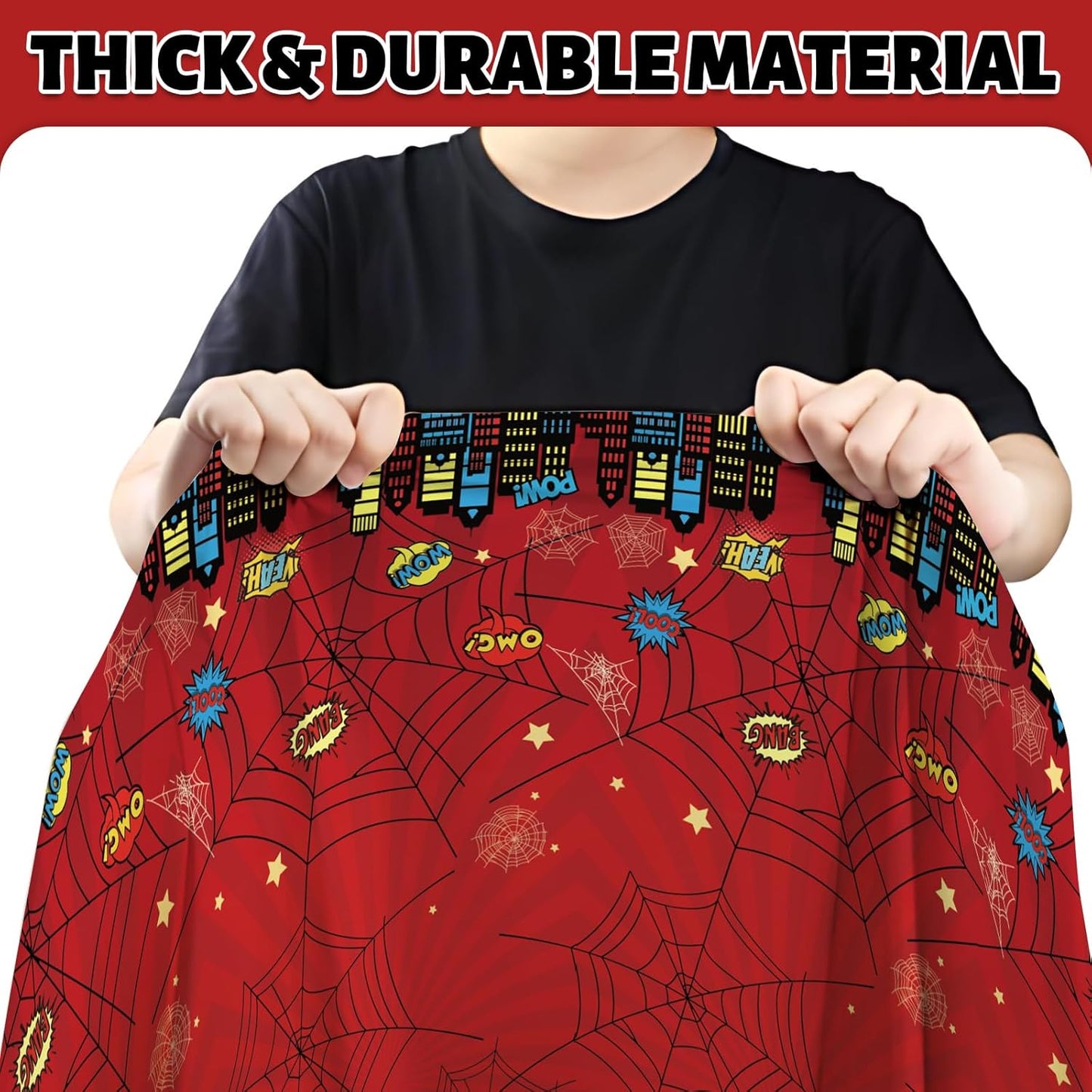 ATFUNSHOP Spider Superhero Disposable Tablecloth - Birthday Decorations Supplies with Spider Web Design, Happy Birthday Table Cover for Kids Boys Man Party Decor, Decoración de Cumpleaños