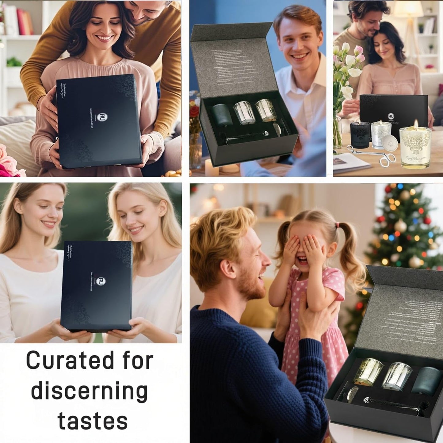 Luxury Scented Candles Gift Set – 3 Crystal Soy & Beeswax Aromatherapy Candle with Snuffer Lid & Wick Trimmer,7oz/each | Floral & Citrus Scents, Candle for Women, candles for home Scented & Relaxation