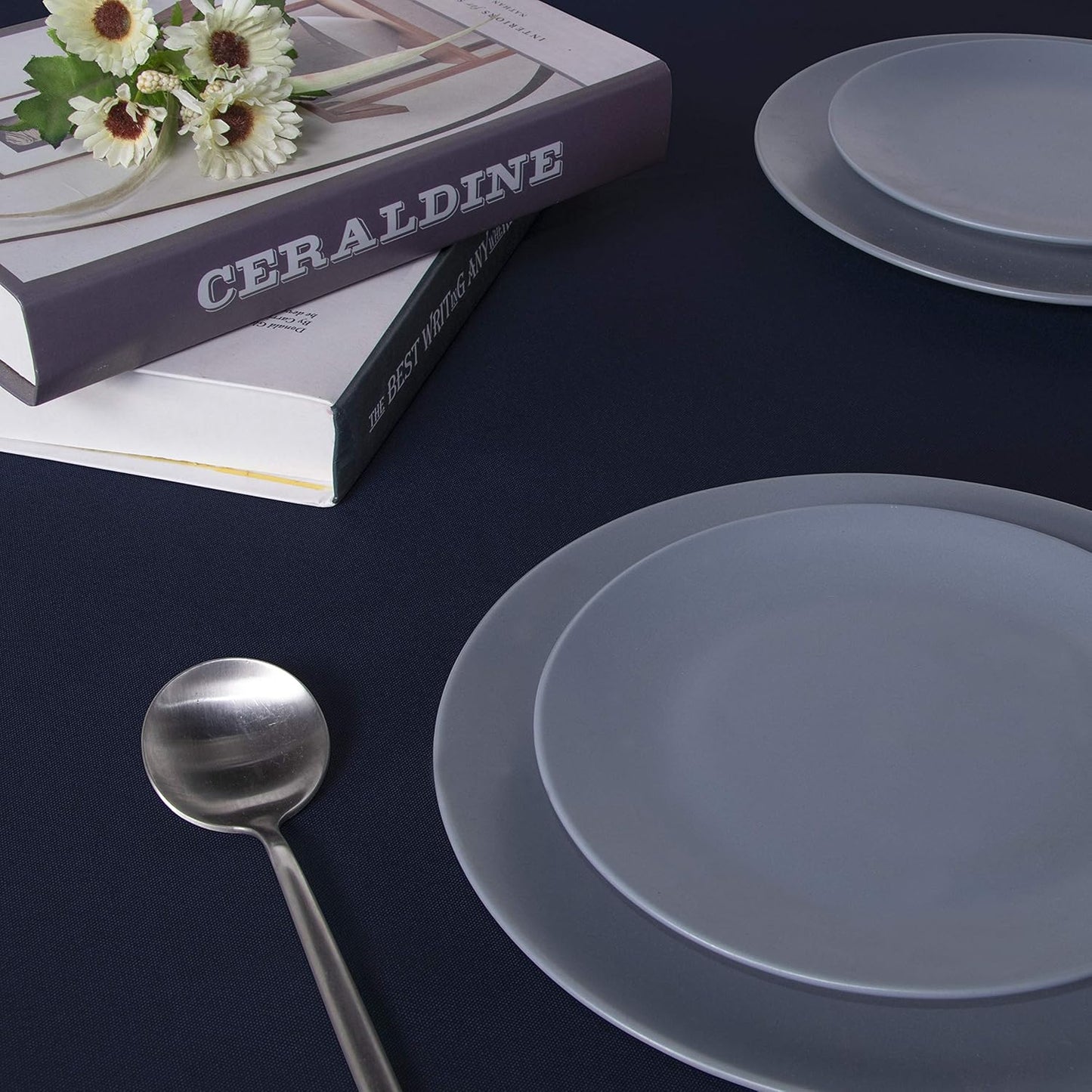 sancua Rectangle Tablecloth - 90 x 132 Inch - Water Resistant Spill Proof Washable Polyester Table Cloth, Decorative Fabric Table Cover for Dining Tables, Buffet Parties and Camping, Navy