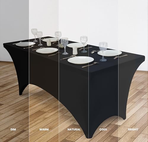 Utopia Kitchen 5ft Spandex Table Cloth Rectangle [1 Pack, Black] 200GSM Premium Stretch, Washable and Wrinkle Resistant Table Cover Fitted for Event, Wedding, Banquet [60Lx30Wx30H Inch]