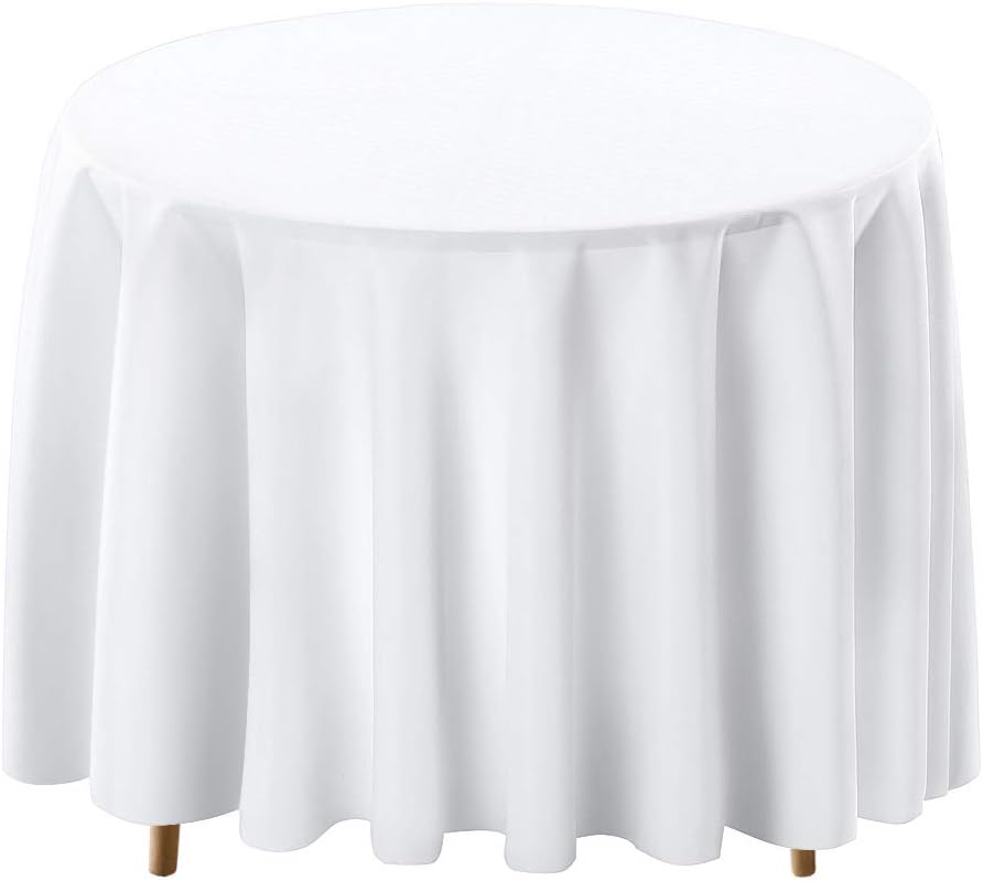 Surmente White Tablecloth for Round Tables, 90-inch Round Table Cloths for Weddings, Banquets, or Restaurants
