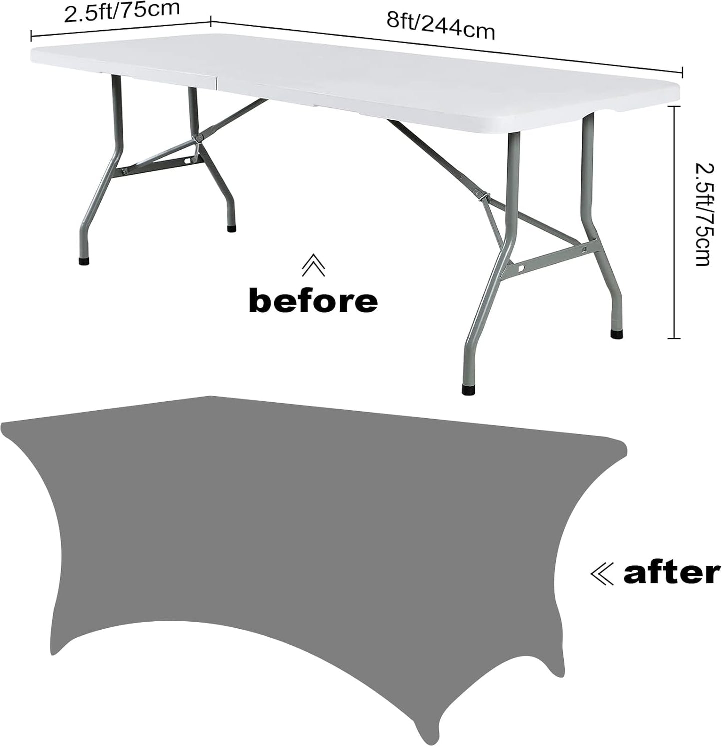 SuperO Waterproof Spandex Table Cover for 8FT Table Universal Fitted Stretch Tablecloth for Party, Banquet, Wedding and Events-Blush Pink