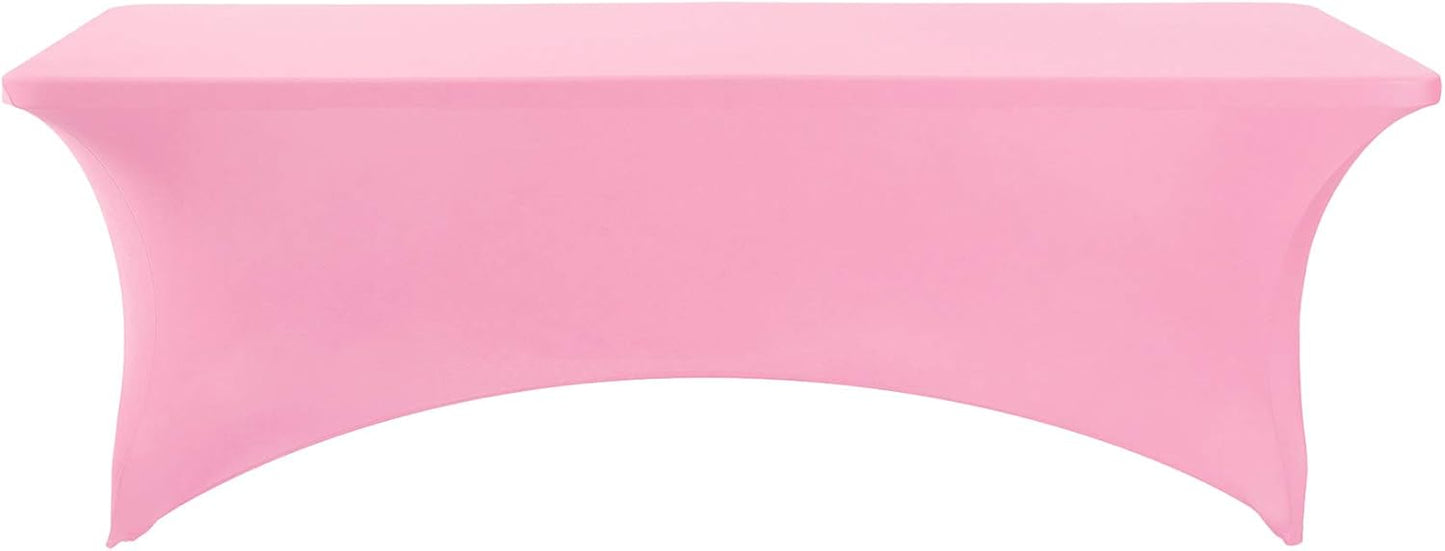 Spandex Table Cover for 8FT or 4ft or 6ft Table Universal Fitted Stretch Tablecloth for Party, Banquet, Wedding and Events-Pink