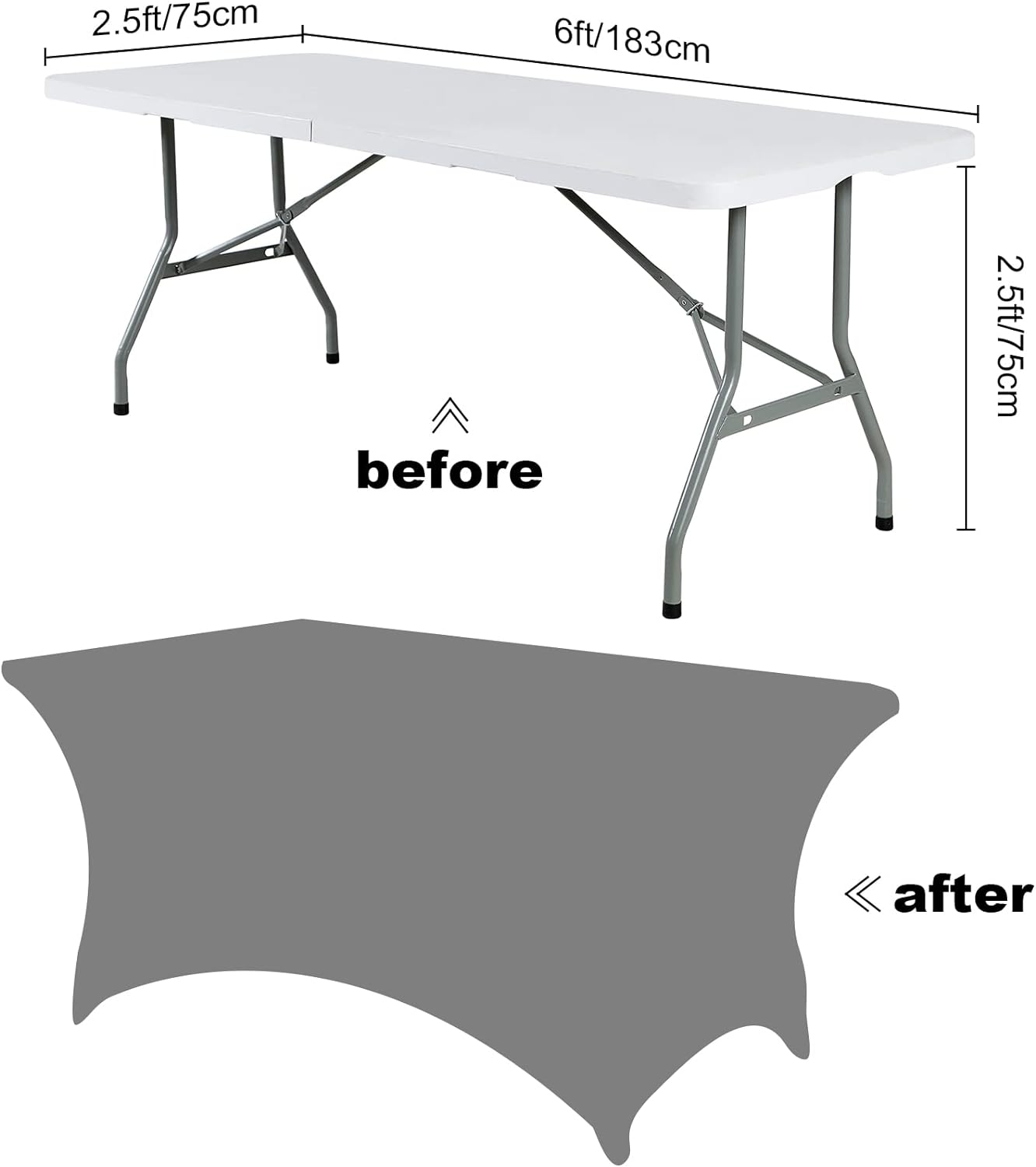 SuperO 2Pack Waterproof Spandex Table Cover for 6FT Table Universal Fitted Stretch Tablecloth for Party, Banquet, Wedding and Events-Emerald