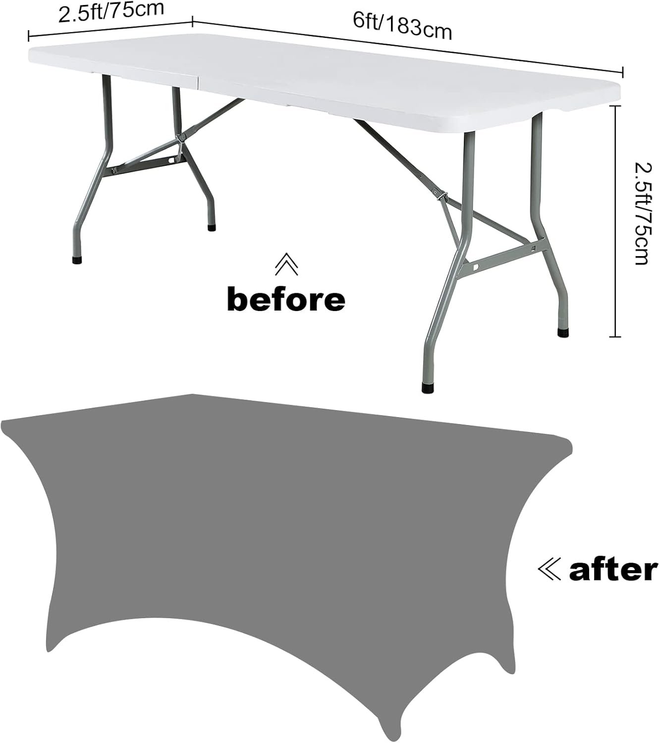 SuperO Waterproof Spandex Table Cover for 6FT Table Universal Fitted Stretch Tablecloth for Party, Banquet, Wedding and Events-Navy