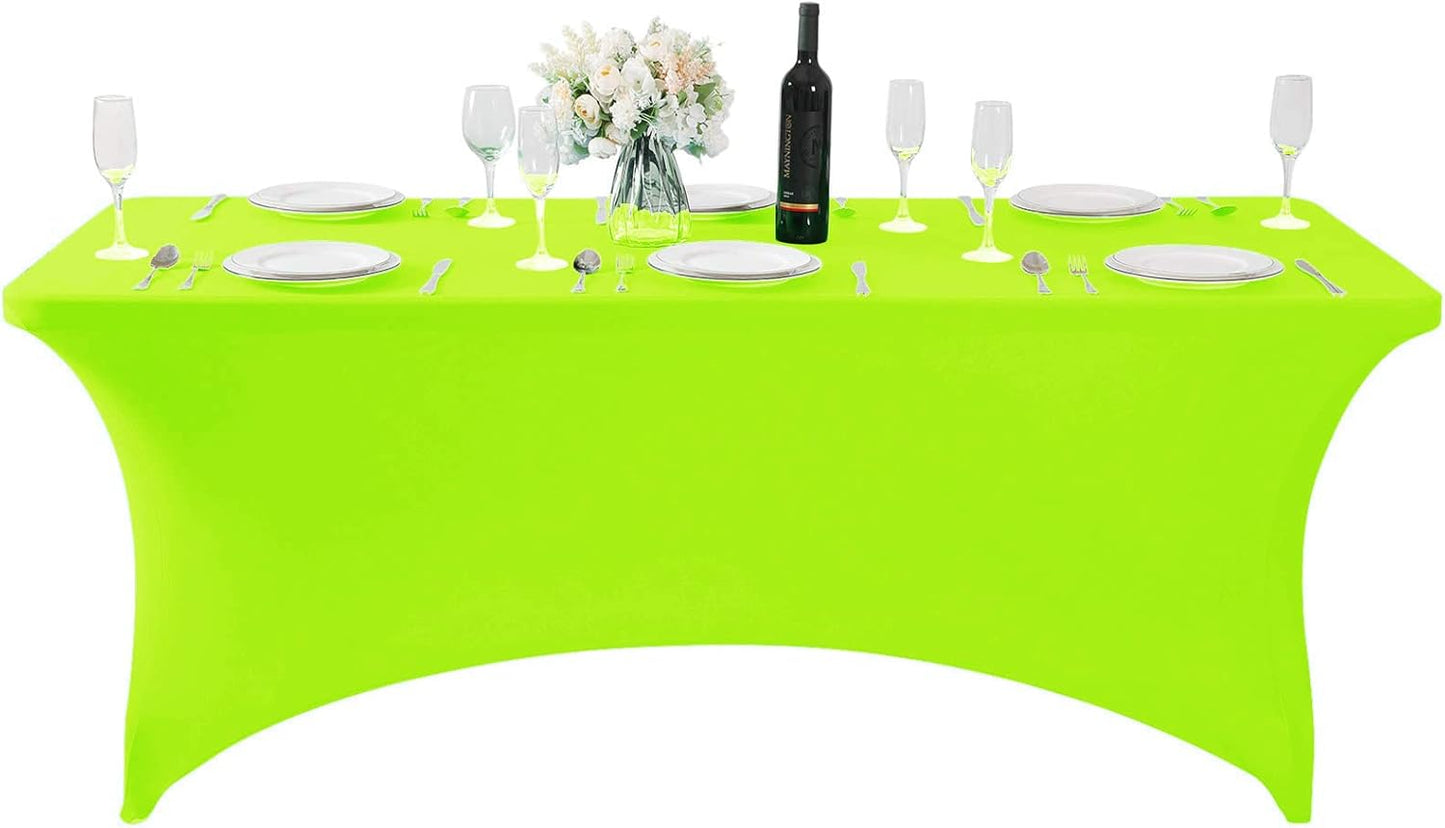 Spandex Table Cover for 6Ft or 4fT or 8ft Table Universal Fitted Stretch Tablecloth for Party, Banquet, Wedding and Events-Neon Lemon