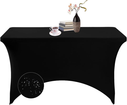 Spandex 4ft Waterproof Table Cover for Party,Wedding, Banquet, and Events(Black)