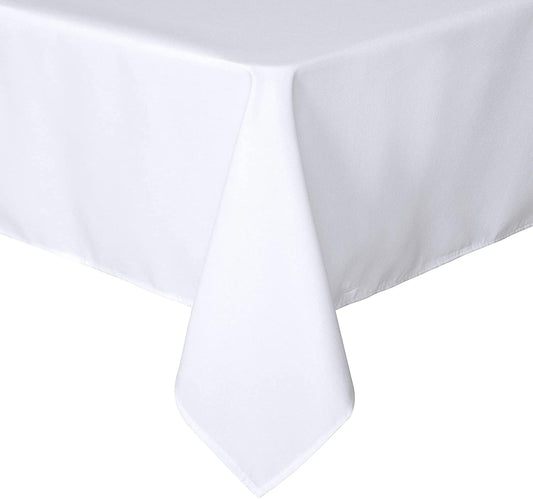 sancua Rectangle Tablecloth - 70 x 120 Inch - Stain and Wrinkle Resistant Washable Polyester Table Cloth, Decorative Fabric Table Cover for Dining Tables, Buffet Parties and Camping, White