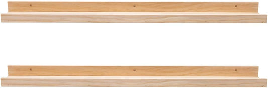 AZSKY Floating Shelves Wall Mounted Set of 2 Natural Wood Picture Shelves Wall Shelves for Bedroom Bathroom Living Room Kitchen Laundry Room Storage & Decoration 24 Inch