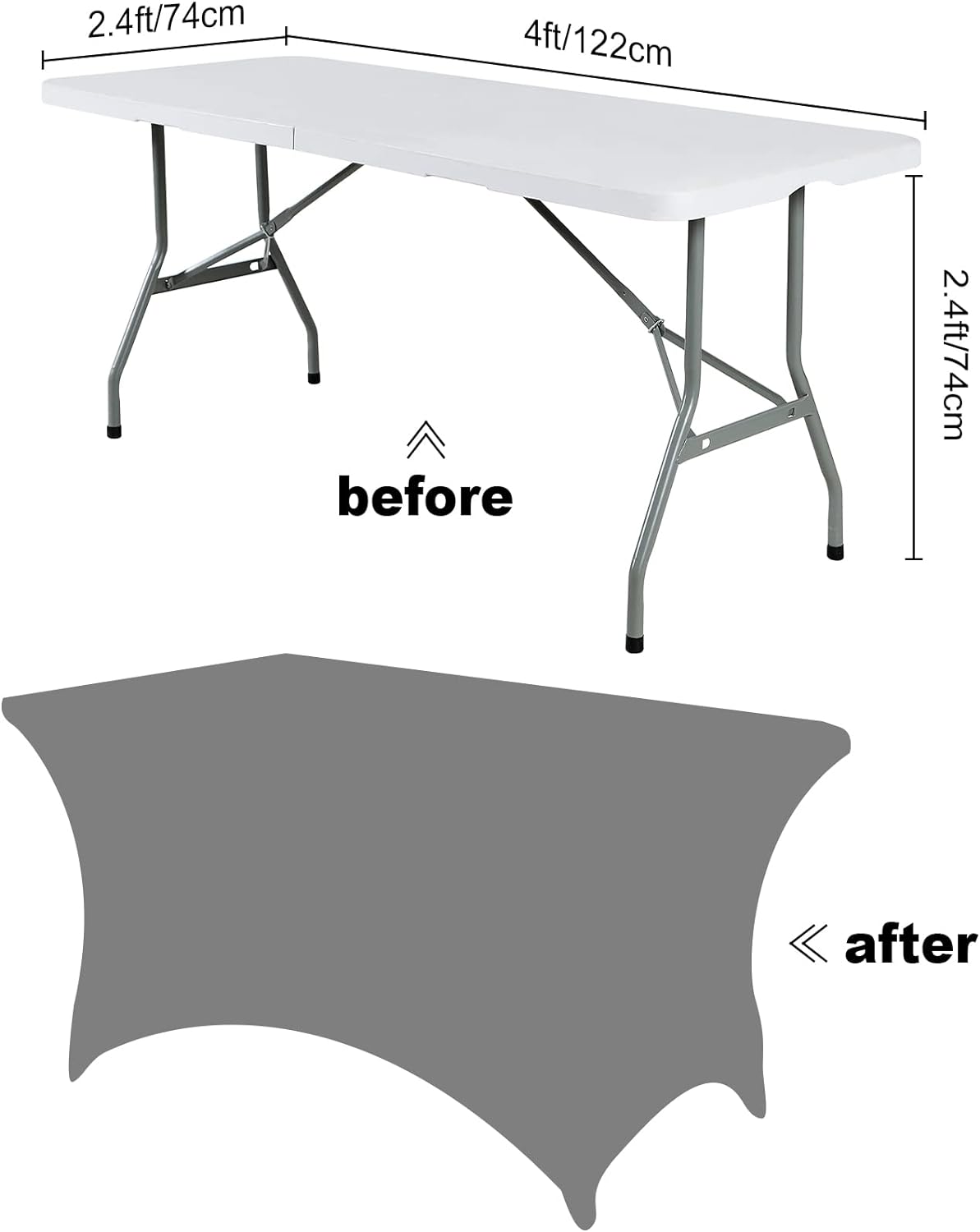 SuperO 2Pack Waterproof Spandex Table Cover for 4FT Table Universal Fitted Stretch Tablecloth for Party, Banquet, Wedding and Events-Lavender