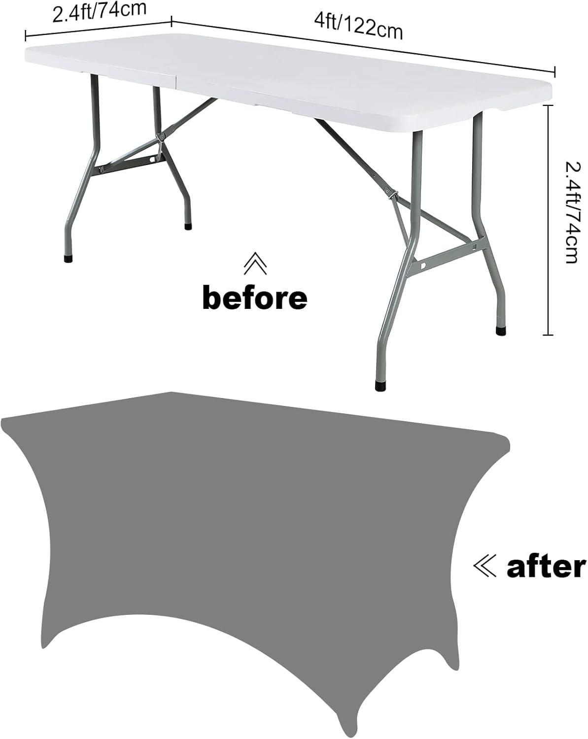 SuperO Waterproof Spandex Table Cover for 4FT Table Universal Fitted Stretch Tablecloth for Party, Banquet, Wedding and Events-Purple