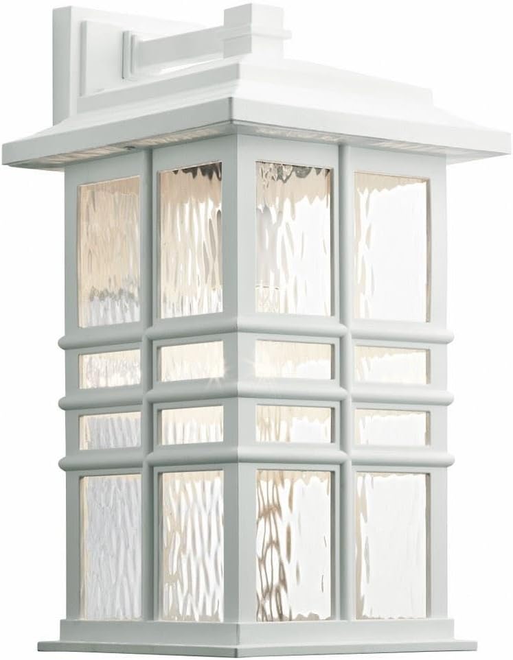 Kichler Beacon Square 17.5" 1 Light Outdoor Wall Light with Clear Hammered Glass in White