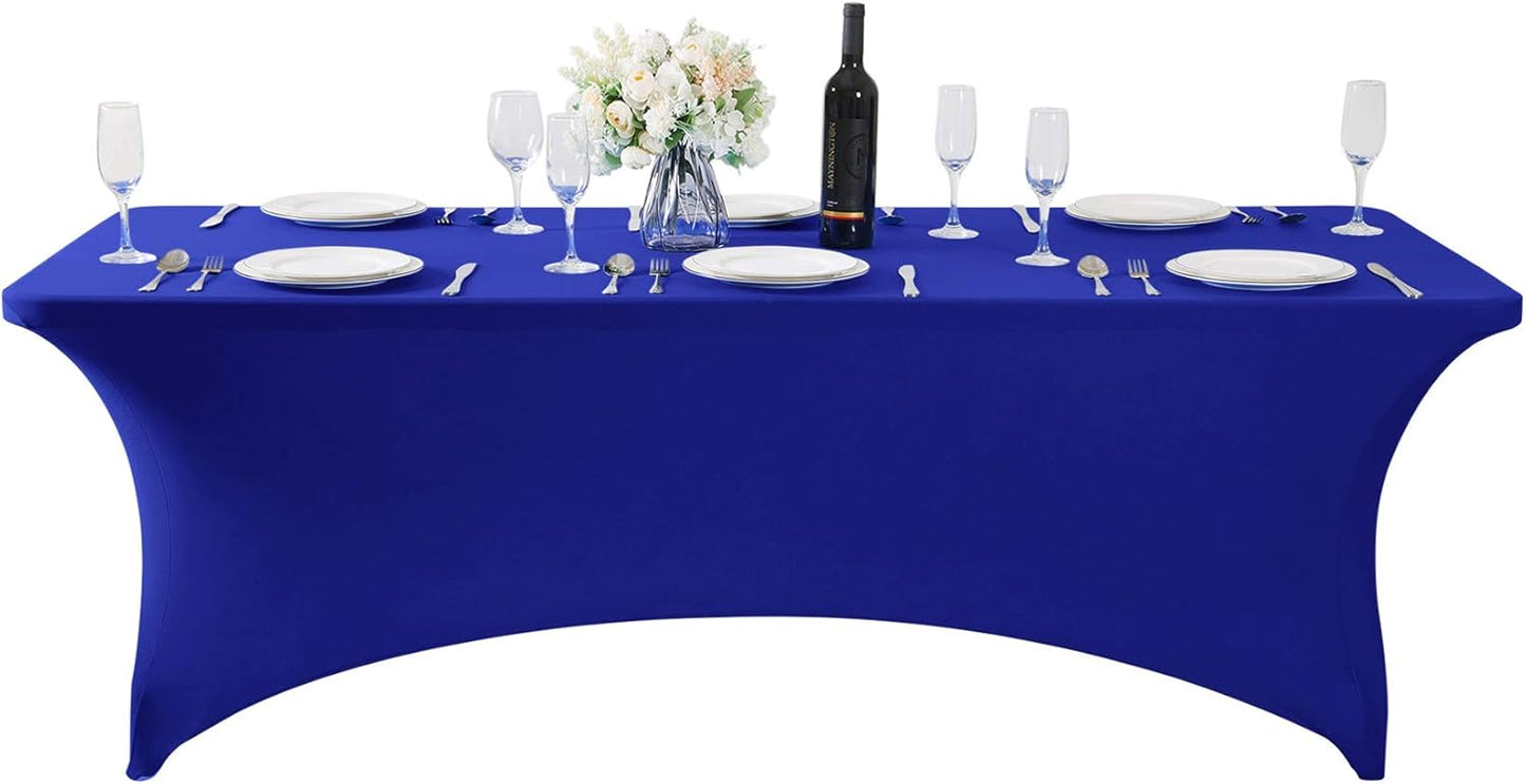 Spandex Table Cover for 8FT or 4ft or 6ft Table Universal Fitted Stretch Tablecloth for Party, Banquet, Wedding and Events-Royal Blue