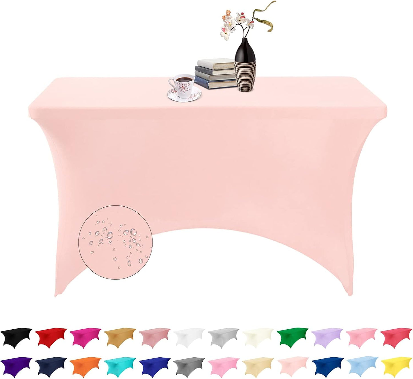 Spandex 4ft Waterproof Table Cover for Party,Wedding, Banquet, and Events(Blush Pink)