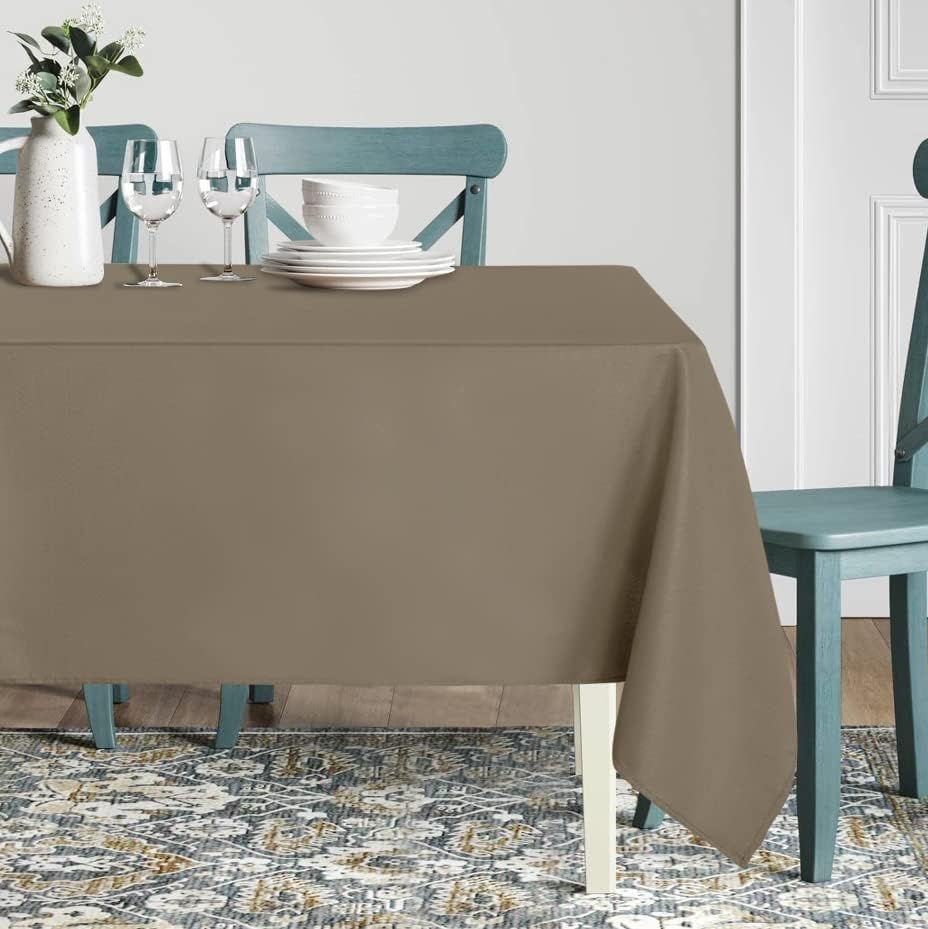 sancua Rectangle Tablecloth - 70 x 108 Inch - Stain and Wrinkle Resistant Washable Polyester Table Cloth, Decorative Fabric Table Cover for Dining Tables, Buffet Parties and Camping, Taupe