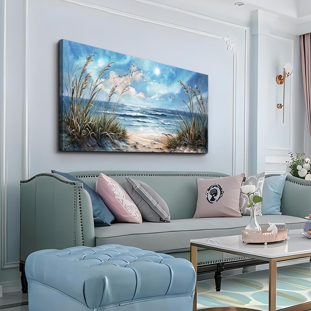 hyidecorart Wall Art For Living Room Wall Decor For Bedroom Bathroom Decoration Sunshine Ocean Scenery Painting Blue Sea Waves Wall Pictures Office Modern Canvas Prints Artwork Aesthetic Home Decor