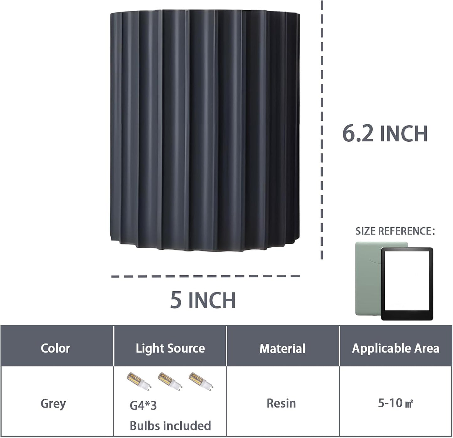 LightInTheBox Modern LED Wall Sconce Minimalist Resin Wall Light Nordic Style Half-Cylinder Tree Root Desgin Up and Down Light for Stairs Hallway Bedroom (Grey)