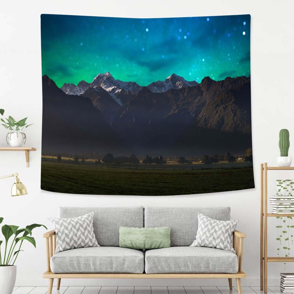 Mountain Tapestry For Bedroom Mount Cook And Lake Matheson New Zealand With Milky Way Tapestries Wall Hanging For Living Room Dorm Office 60×40 In