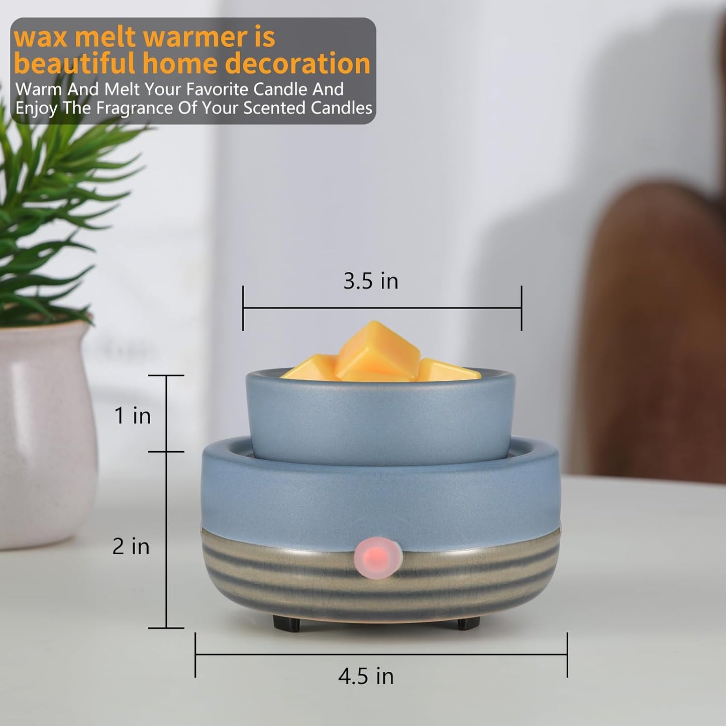Ceramic Wax Melt Warmer,3-in-1 Electric Wax Warmer,Fragrance Wax Burner Candle Wax Warmer for Scented Wax and Home Decor, Thanksgiving Christmas Day Gifts for mom(Blue)