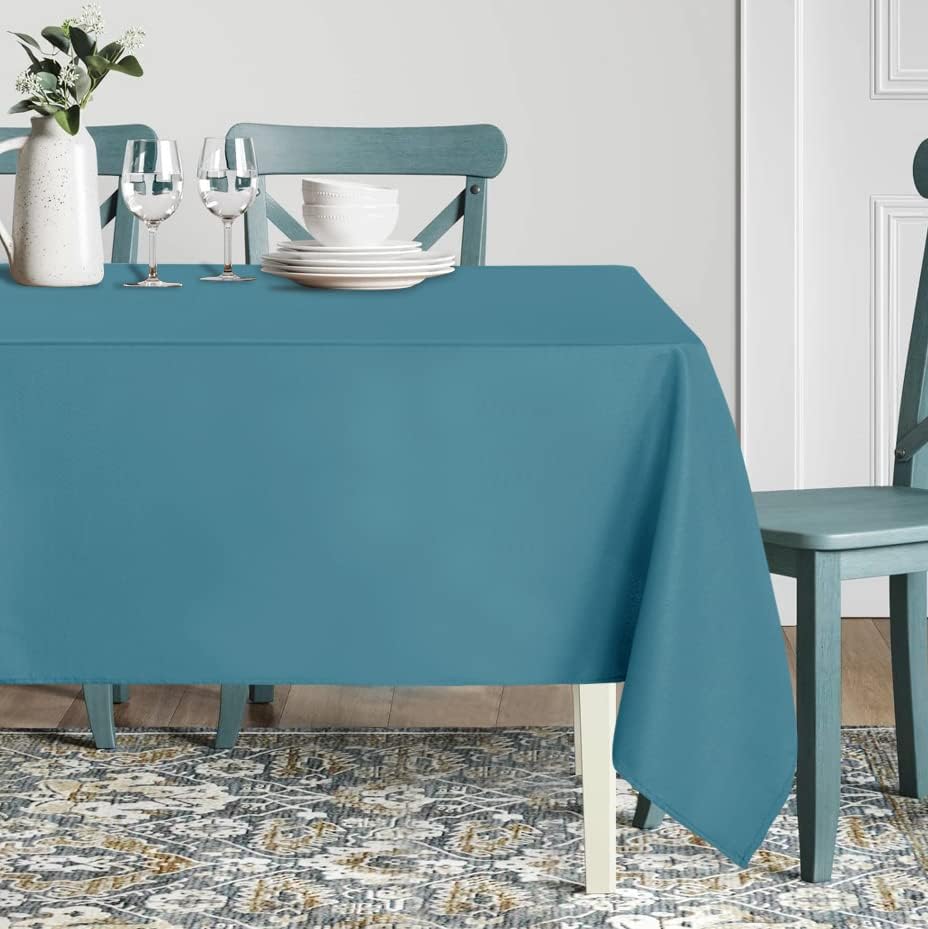 sancua Rectangle Tablecloth - 54 x 120 Inch - Stain and Wrinkle Resistant Washable Polyester Table Cloth, Decorative Fabric Table Cover for Dining Tables, Buffet Parties and Camping, Teal