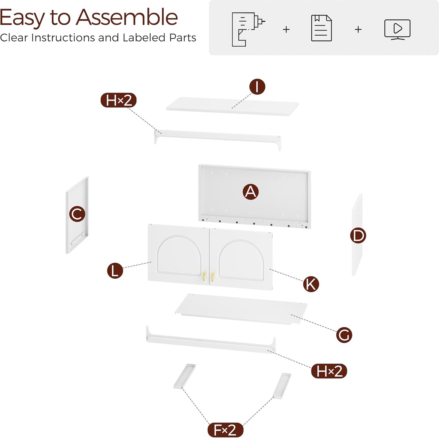 Bathroom Cabinet Wall Mounted, Metal Laundry Wall Storage Cabinets Over Toilet, Medicine Cabinet Organizer with 2 Doors, Floating Cabinets for Launtry, Kitchen, Bathroom, Living Room