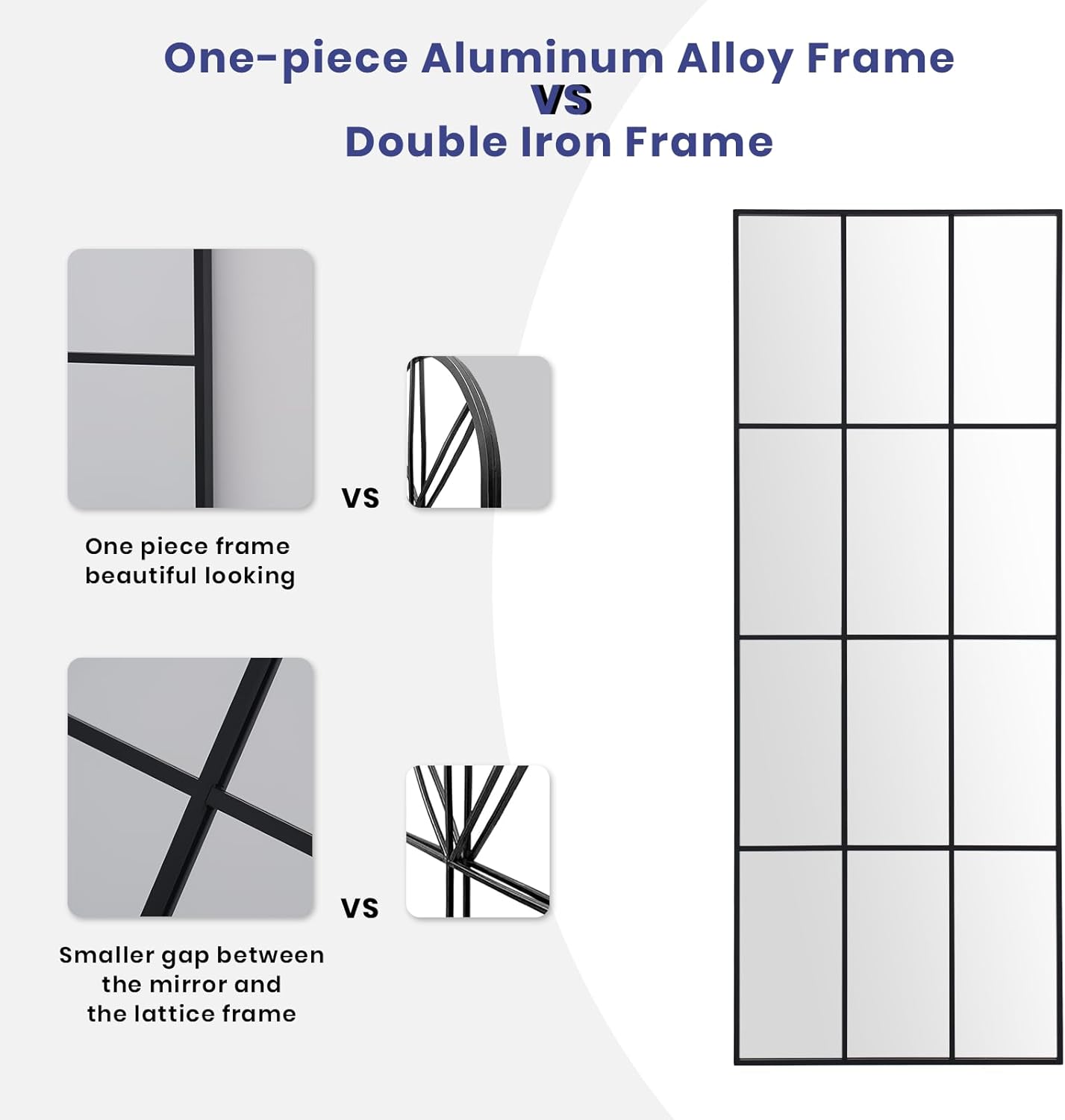 Windowpane Mirror Full Length 71"x30" Wall Mounted Art Pane Mirror Farmhouse Decorative Floor Mirror Leaning Hanging Wall Mirror for Bedroom Living Room Entrance