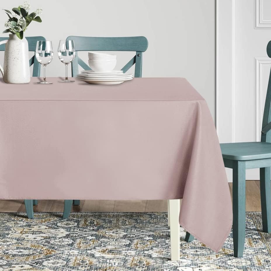 sancua Rectangle Tablecloth - 54 x 78 Inch - Stain and Wrinkle Resistant Washable Polyester Table Cloth, Decorative Fabric Table Cover for Dining Tables, Buffet Parties and Camping, Blush