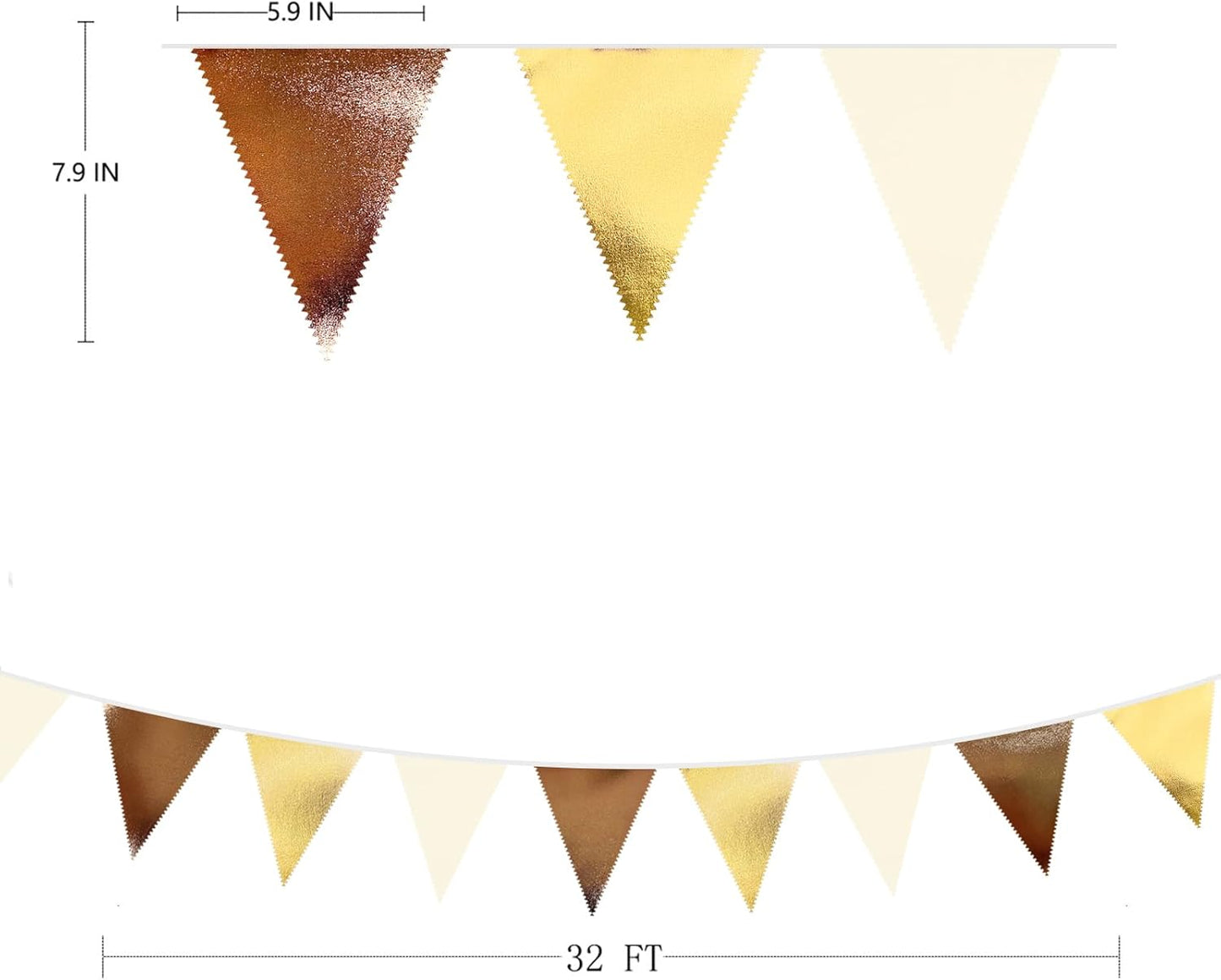 Brown Beige and Gold Party Decorations Fabric Triangle Pennant Banner Flag Bunting Garland for Boho Neutral Rustic Cowboy Western Teddy Bear Birthday Baby Shower Graduation Engagement Party Supplies