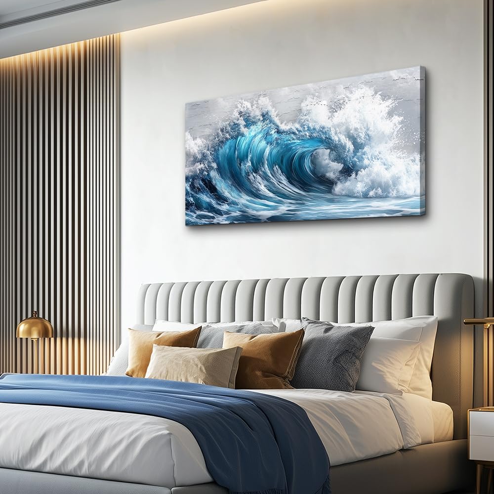 ZUITINGHUA Canvas Wall Art For Living Room Wall Decor For Bedroom Office Wall Decoration Ocean Waves Landscape Painting Black And White Pictures Artwork Room Aesthetic Home Decor 20x40 In