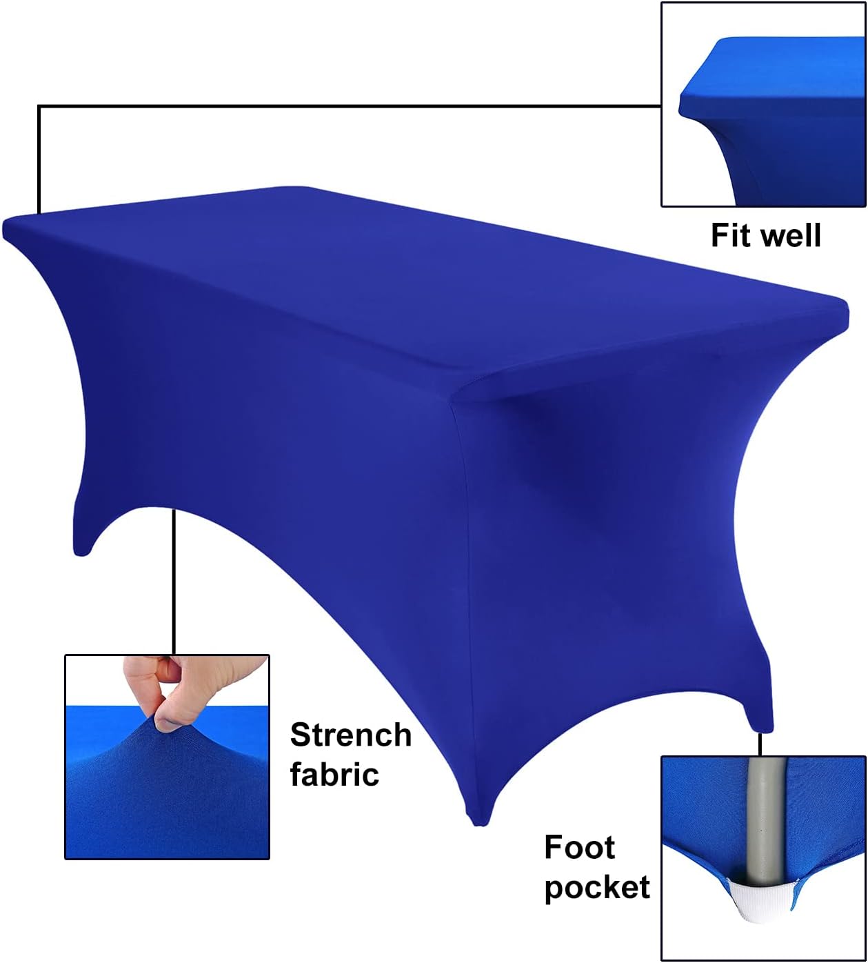 Spandex 6ft Waterproof Table Cover for Party,Wedding, Banquet, and Events(Royal Blue)