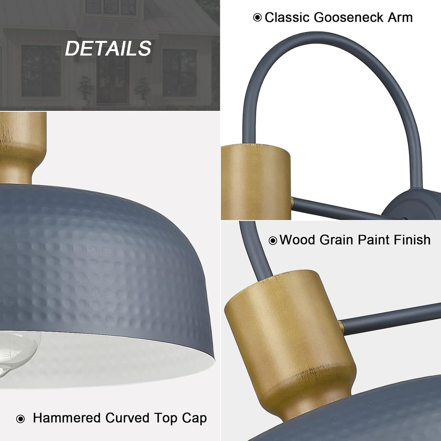 Outdoor Barn Light Gooseneck Barn Light, Farmhouse Exterior Wall Mount Light Vintage Wall Lighting Fixture Industrial Sconce Lantern for Porch, Entryway, Garage, Blue, 1 Pack