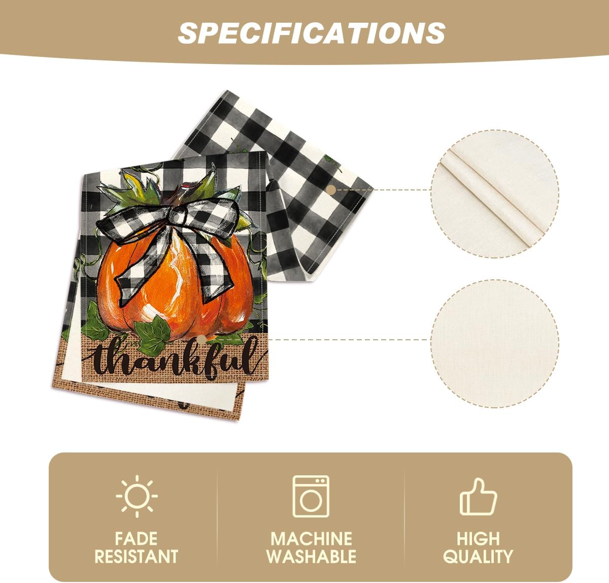 Artoid Mode Buffalo Plaid Bowknot Pumpkin Thankful Fall Table Runner, Autumn Thanksgiving Kitchen Dining Table Decoration for Home Party Decor 13x72 Inch