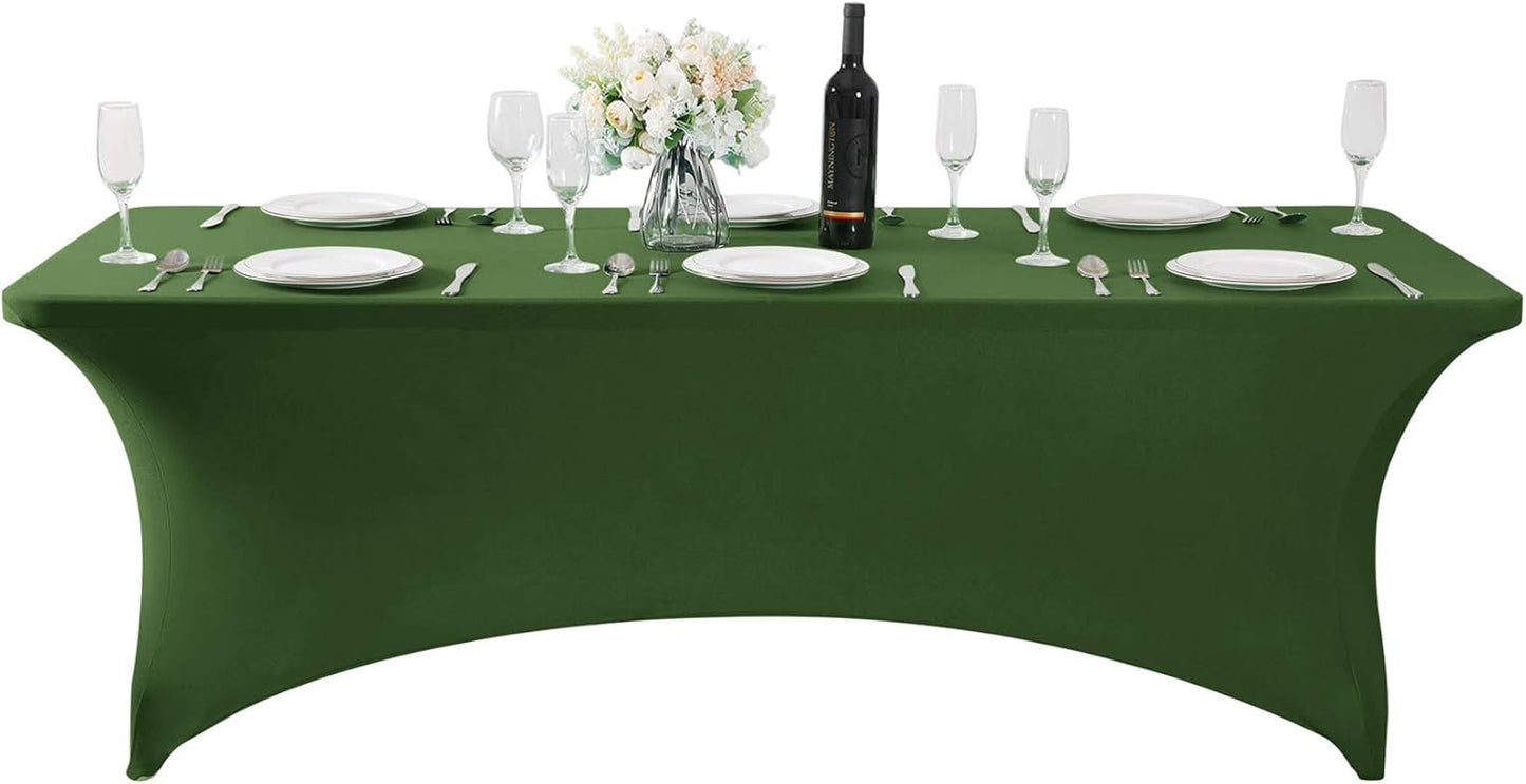 Spandex Table Cover for 8FT or 4ft or 6ft Table Universal Fitted Stretch Tablecloth for Party, Banquet, Wedding and Events-Willow