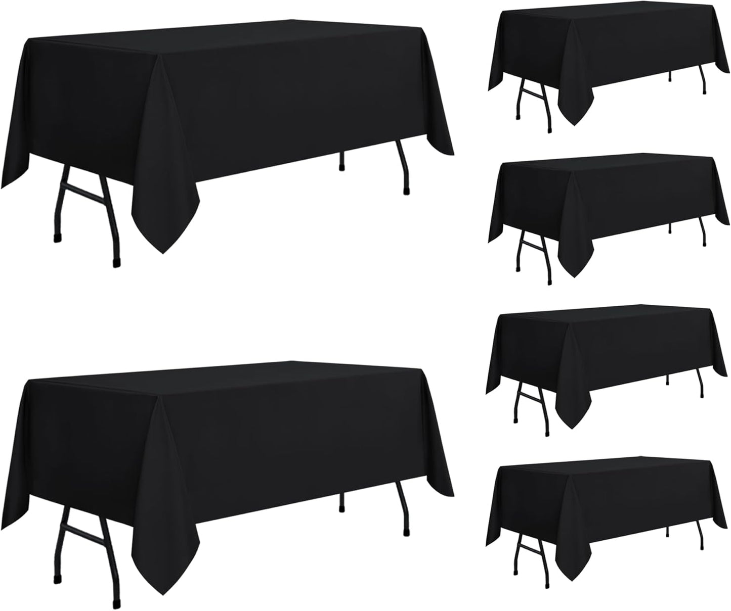 sancua 6 Pack Black Tablecloth 60 x 84 Inch, Rectangle Table Cloth for 4ft Tables - Stain and Wrinkle Resistant Washable Polyester Table Cover for Dining Wedding Banquet Party Buffet Restaurant