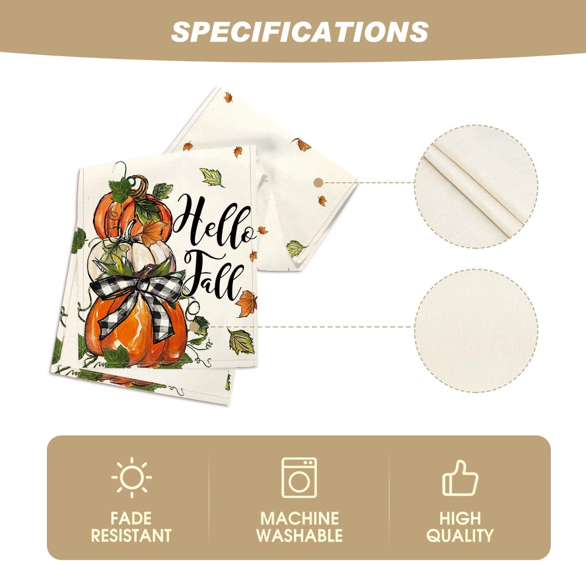 Artoid Mode Pumpkins Bowknot Maple Leaf 210 GSM Fall Table Runner, Seasonal Autumn Kitchen Dining Table Decoration for Home Party Decor 13x72 Inch