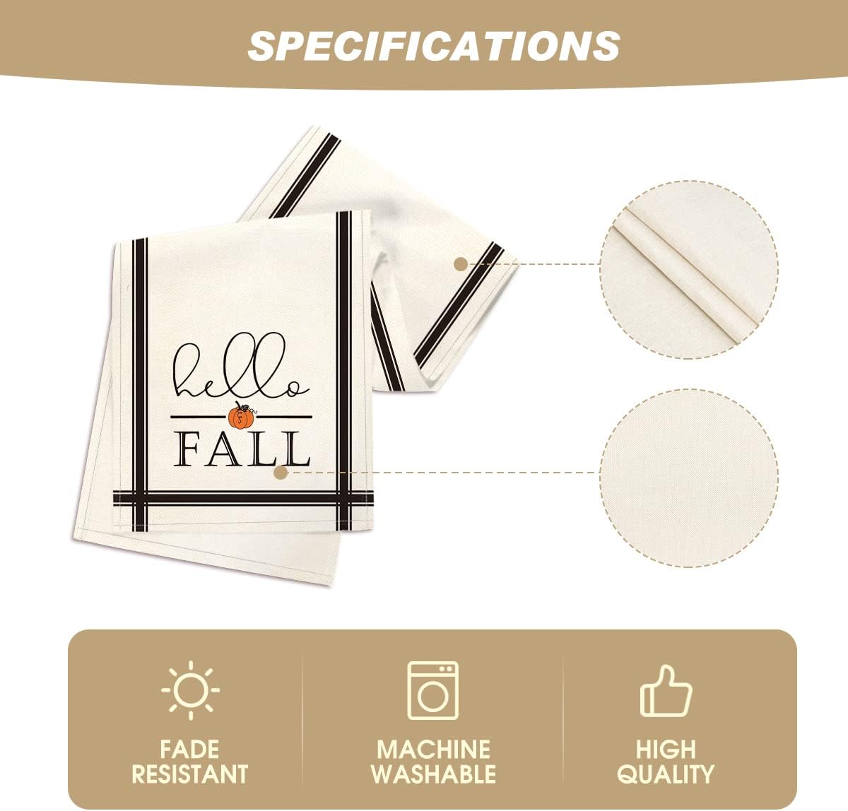 Artoid Mode Hello Fall Pumpkin Table Runner, Seasonal Harvest Vintage Thanksgiving Kitchen Dining Table Decoration for Indoor Outdoor Home Party Decor 13 x 108 Inch