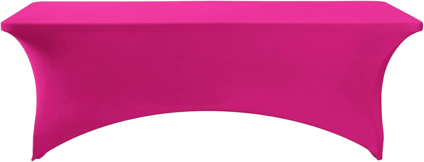 2Pack Spandex Table Cover for 6Ft or 4fT or 8ft Table Universal Fitted Stretch Tablecloth for Party, Banquet, Wedding and Events-Fuchsia