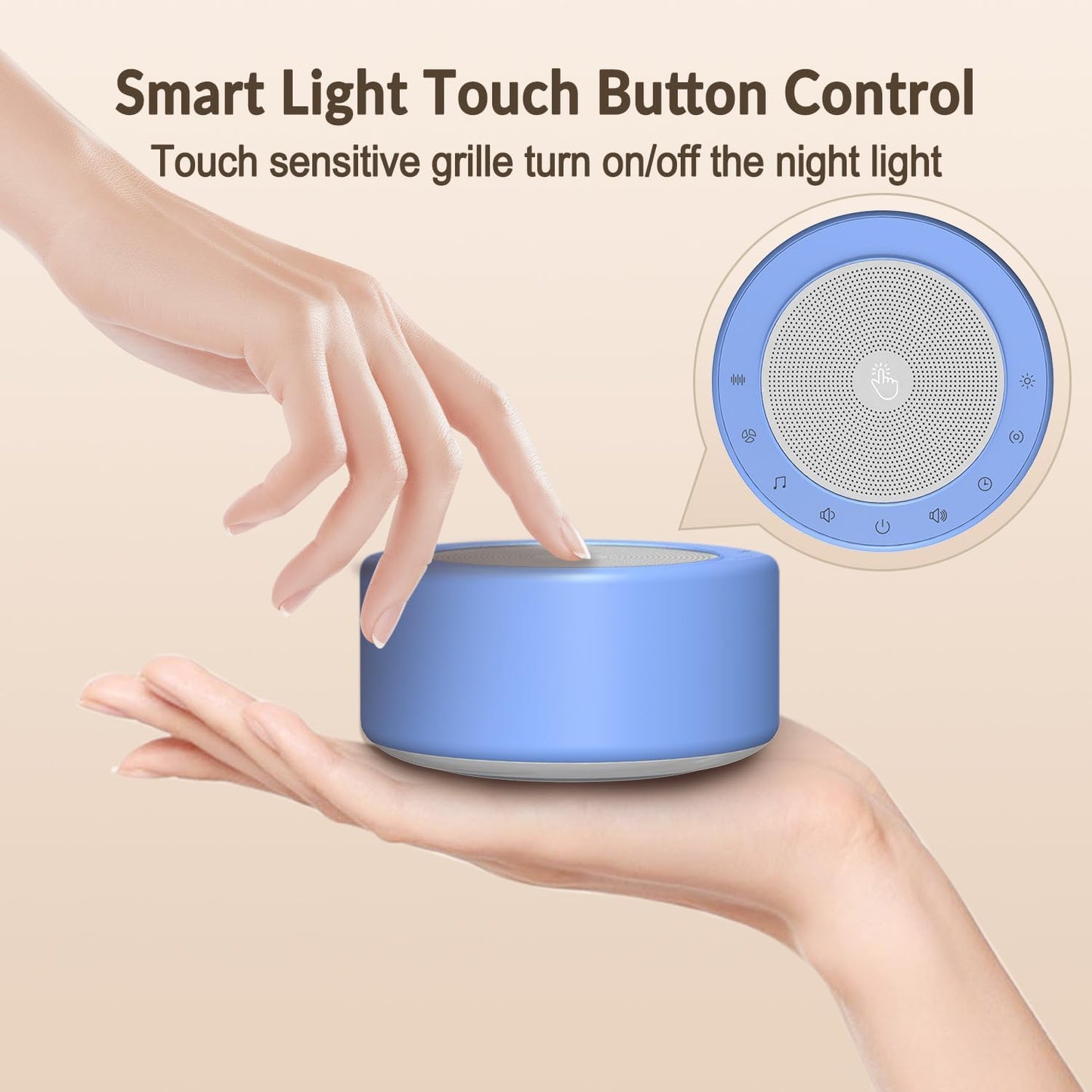 Nursery Lamp with Sound Machine, Mood Lighting, 7 Colors Night Light, 30 Soothing Sounds, White Noises for Baby, Adults. Timer, Plug in, Memory Function, Touch Control