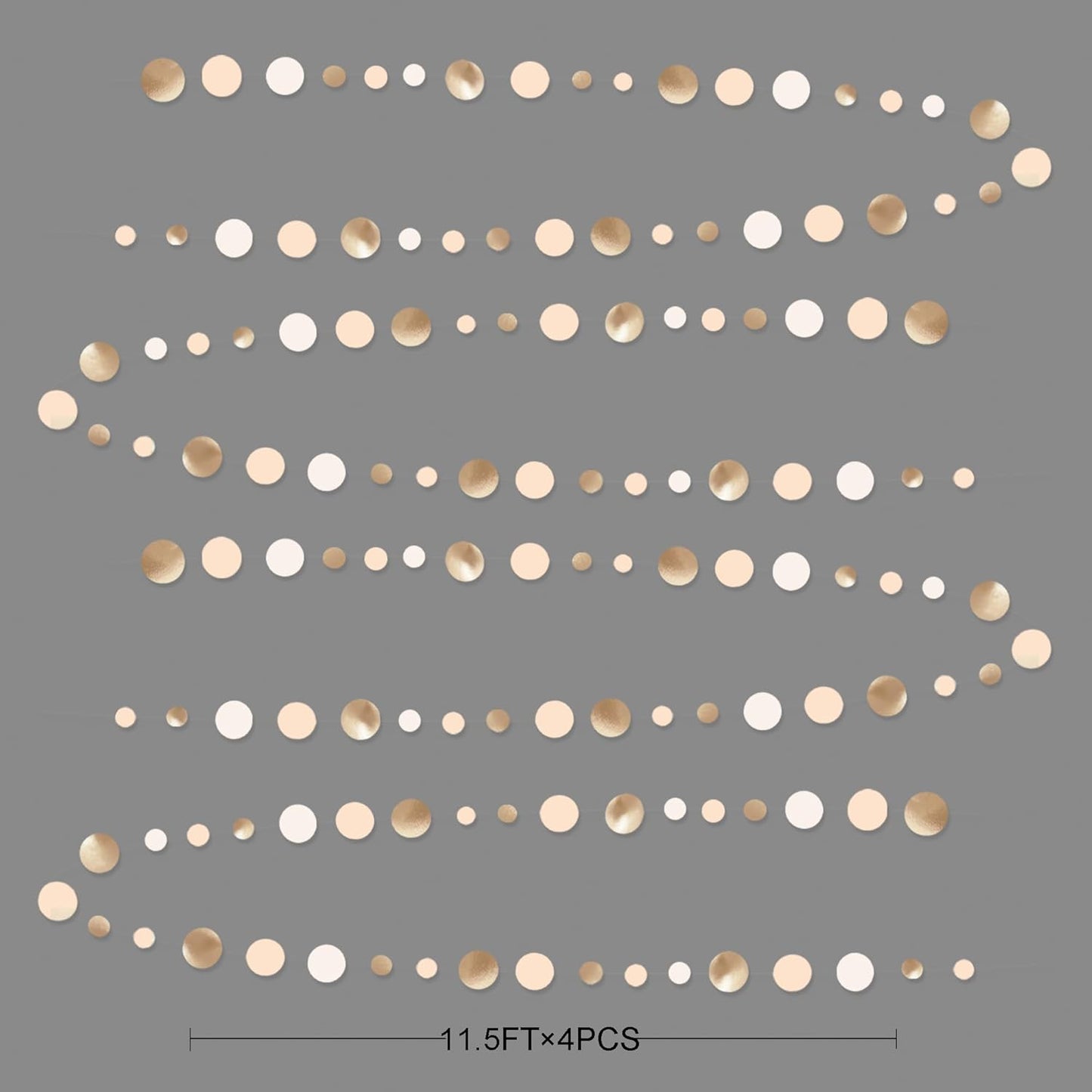 Champagne Gold Party Decorations Circle Dots Garland Gold Neutral Nude Neutral Cream Beige Boho Hanging Polka Dot Streamer for Bridal Shower Birthday Wedding Engagement Baby Shower Party Supplies