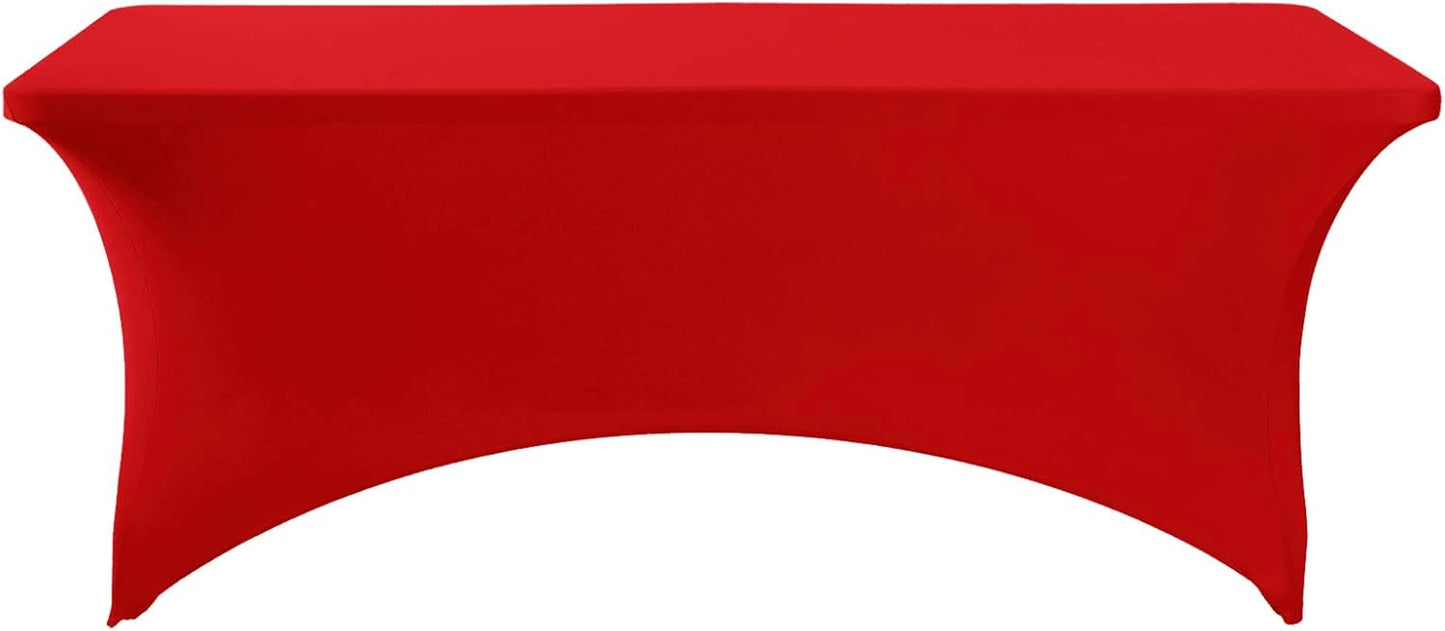 Spandex Table Cover for 6Ft or 4fT or 8ft Table Universal Fitted Stretch Tablecloth for Party, Banquet, Wedding and Events-Red