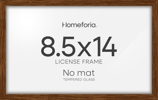 Homeforia 8.5x14 Marriage License Frame Brown, High End Dark Oak 8.5 x 14 Certificate Frames, 8.5by14 Walnut Wood Frame for Wall & Tabletop, 8.5 by 14 Wooden Frames, Tempered Glass, Wall Kit, Set of 1