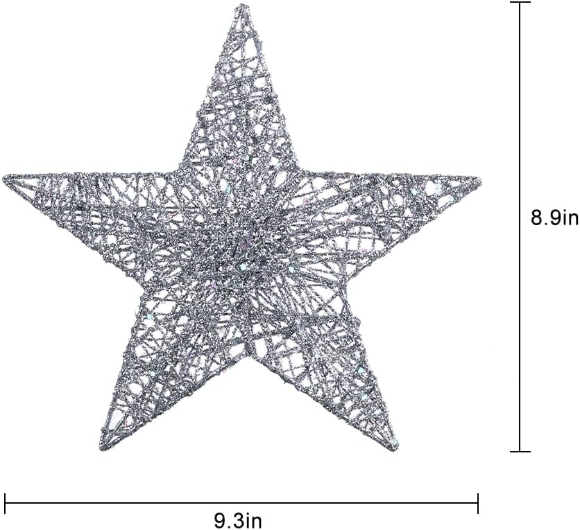 Christmas Tree Topper, hogardeck Sliver 5-Pointed Star Tree Topper for Christmas Decor, Tree Toppers for Christmas Tree Decorations for Indoor Home