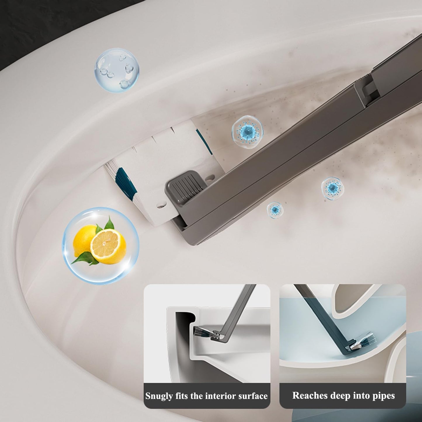 Disposable Toilet Brush with Replaceable Heads, Wall-Mounted Holder, Hygienic Bathroom Cleaning Tool (WhiteToilet Brush + 18 Refills)