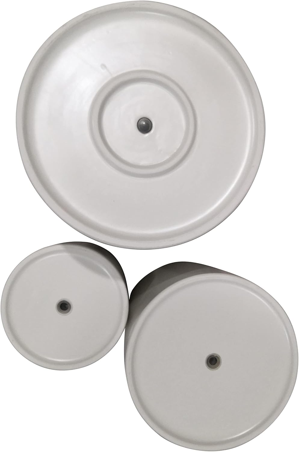 Amazon Basics Assorted Sizes Fluted Ceramic Round Indoor Outdoor Planters with Drainage, Set of 3, Modern Design, 6 inch, 8 inch, 10 inch, White